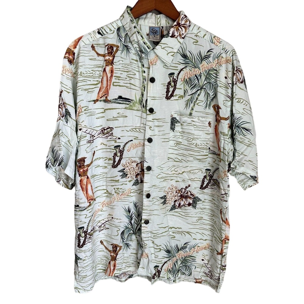 Vintage Gotcha Sport Hawaiian Shirt Dancing Hula Girl Rayon Tropical Men's XL